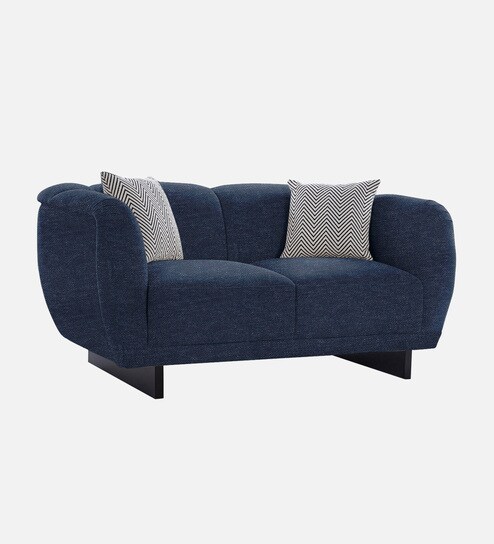 Malaga Chenille Fabric 2 Seater Sofa In Navy Blue Colour