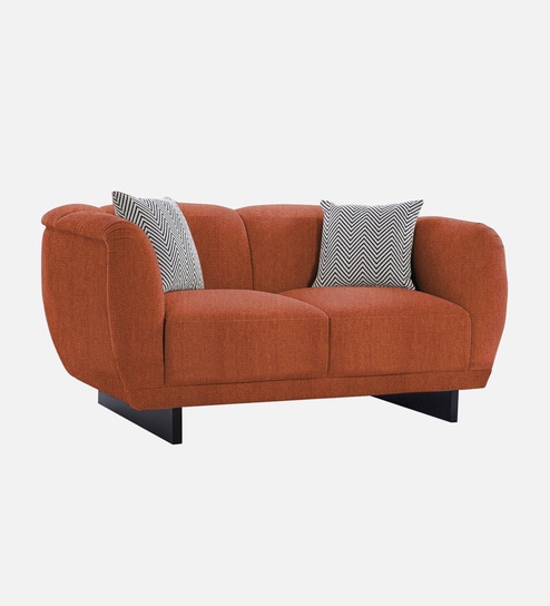 Malaga Chenille Fabric 2 Seater Sofa In Orange Color