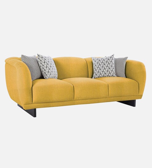 Malaga Chenille Fabric 3 Seater Sofa In Camel Yellow Colour