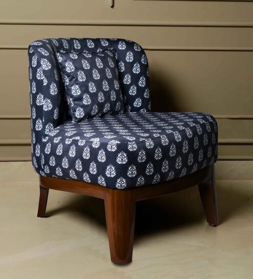Malena Fabric Slipper Chair in Blue Colour