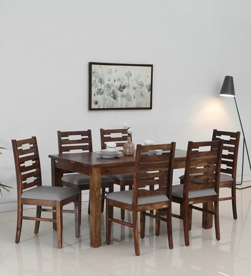 Malmo Sheesham Wood 6 Seater Dining Set in Scratch Resistant Provincial Teak Finish