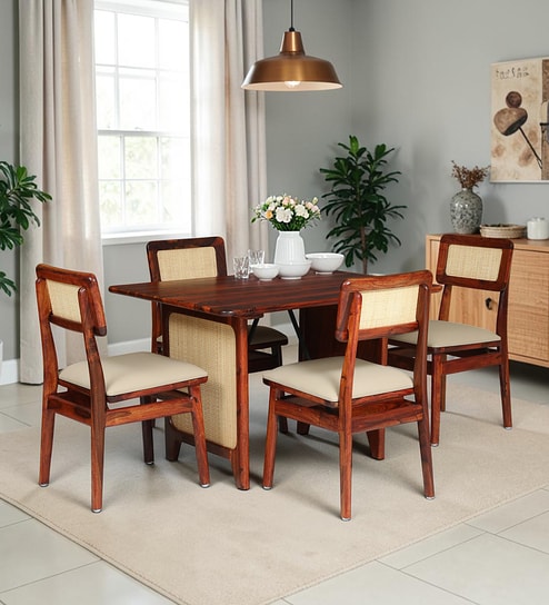 Malmo Sheesham Wood 4 Seater Dining Set in Honey Oak Finish