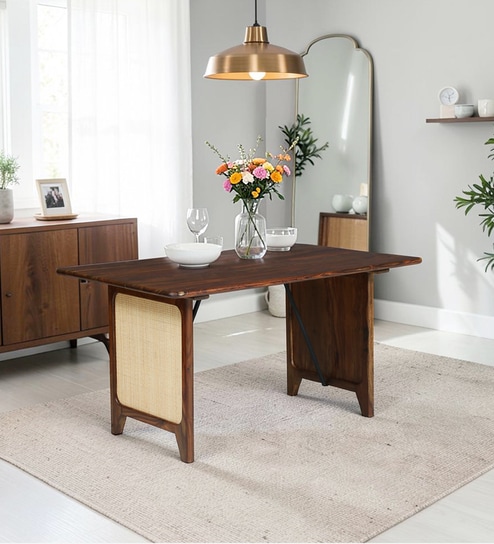 Malmo Sheesham Wood 6 Seater Dining Table in Provincial Teak Finish