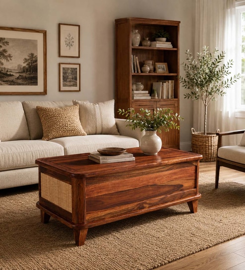 Malmo Sheesham Wood Trunk In Honey Oak  Finish
