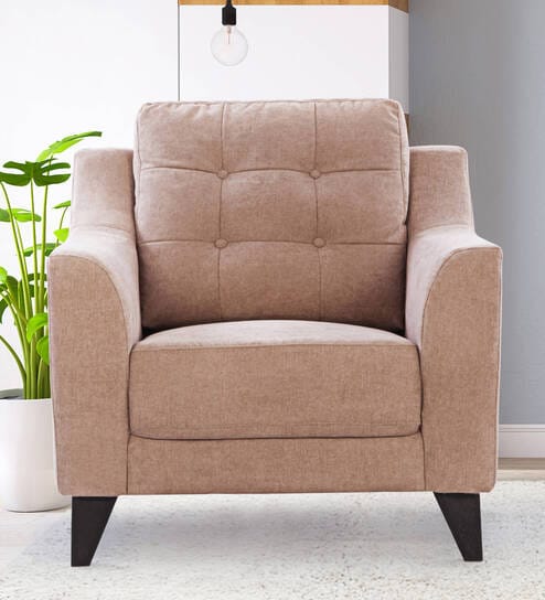 Malta Fabric 1 Seater Sofa In Brown Colour