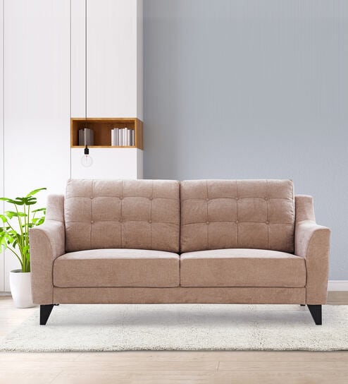 Malta Fabric 3 Seater Sofa In Brown Colour