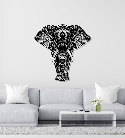 Mandala Pattern Elephant Design Metal Art Wall Decor