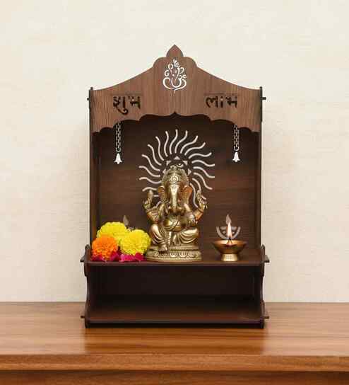 Mangal Ganesha Printed Wooden Pooja Stand