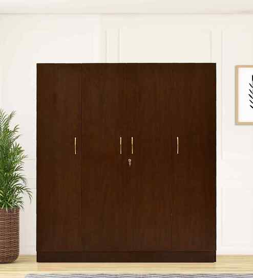 Manhattan 4 Door Wardrobe In Sawcut Dark Finish