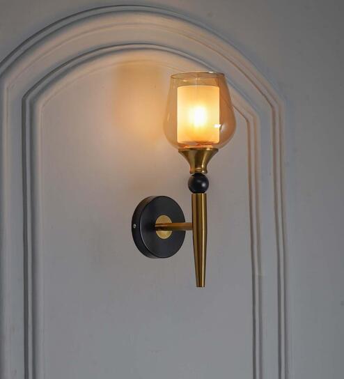 Mantis Metal & Glass Wall Light (Amber)