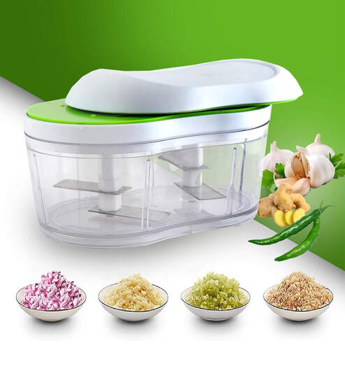 Manual Hand Push Chopper with 4 Stainless Steel Blades (Assorted)
