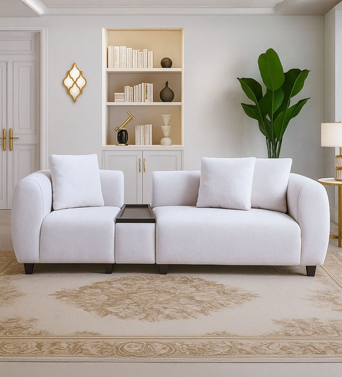 Maplewood Boucle Fabric 3 Seater sofa in Off-White Color