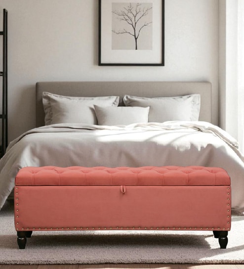 Maraya Fabric Linen Trunk In Dusty Rose