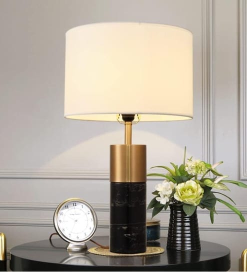 Marble Base Table Lamp   Modern Luxe in Black & Gold