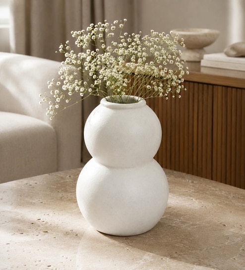 ashnam Marble Finish Minimalist Double Gourd Decorative Table Vase-picture-27