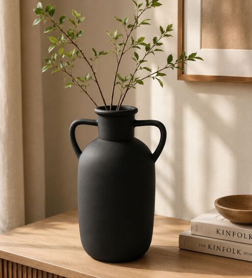 ashnam Marble Finish Dual Handle Matte Finish Sculptural Flower Vase-picture-8