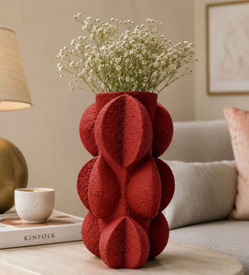 ashnam Marble Finish Modern Textured Polyresin Sculptural Flower Vase-picture-16