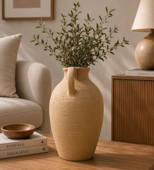 ashnam Marble Finish Rustic Minimalist Decorative Vase with Handle-picture-29