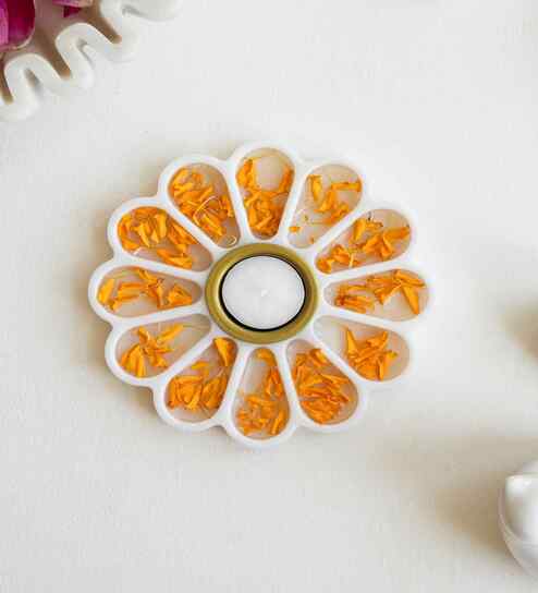 Marble Flower Shaped T-Light Holder