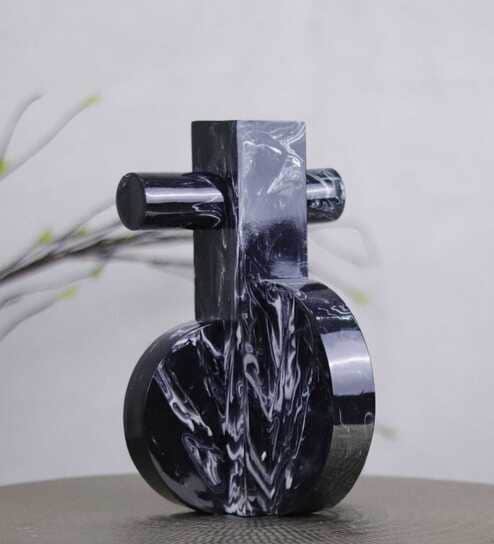 Marble Harmony Modern Black Resin Sculpture