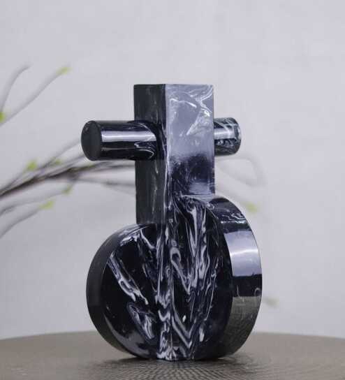 Marble Harmony Modern Black Resin Sculpture