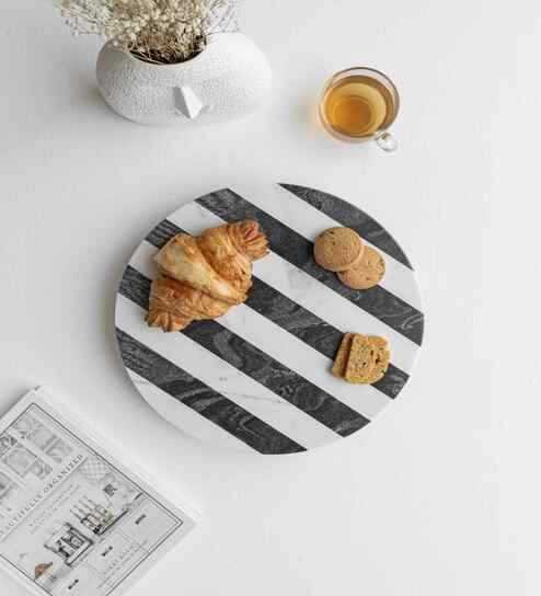 Black And White Marble Lazy Susan