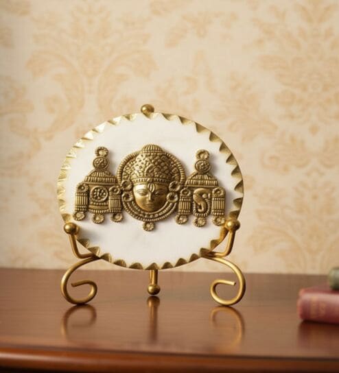 Marble Metal Venketeshwar Showpiece With Metal Stand