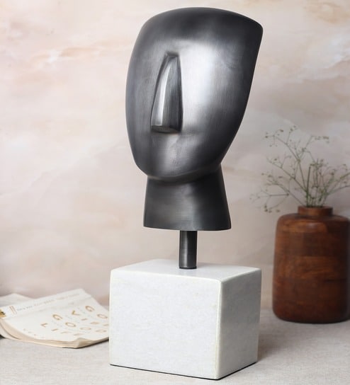Marble Muse Visage Grey Aluminium Showpiece