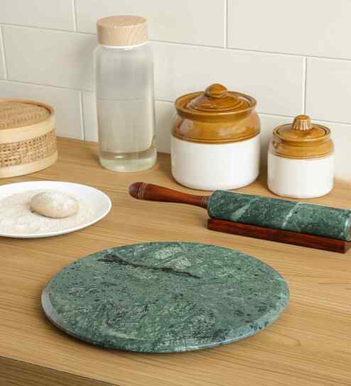 Green Marble Rolling Base (Chakla)