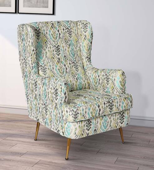 Maria Fabric Wing Chair In Multicolour