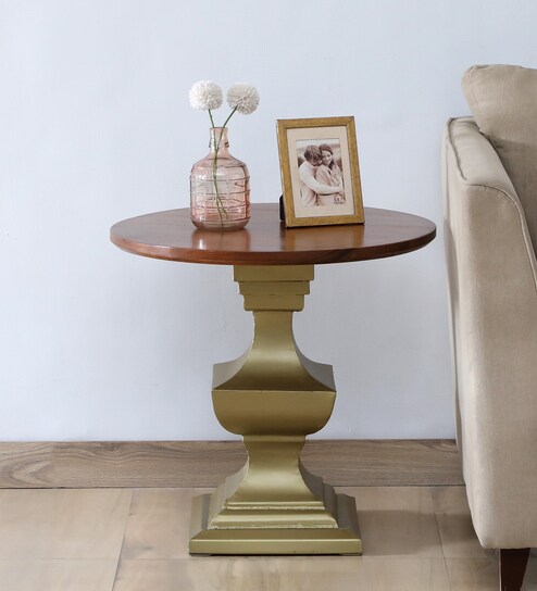 Mariano Metal End Table In Golden Colour