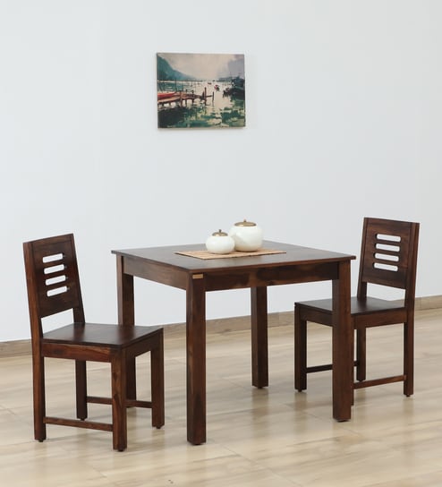 Marin Sheesham Wood 2 Seater Dining Set In Scratch Resistant Provincial Teak Finish