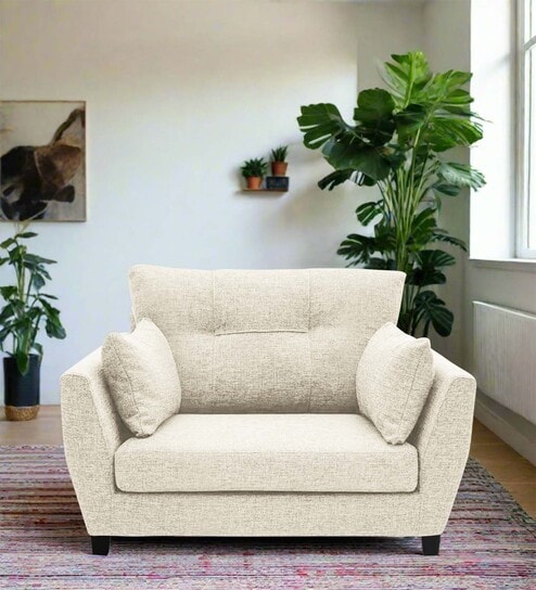 Mario Fabric 1 Seater Sofa in Ivory Cream Colour