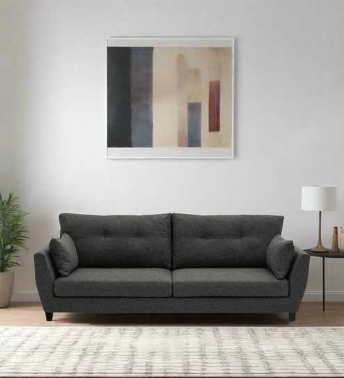 Mario Fabric 3 Seater Sofa in Charcoal Grey Colour