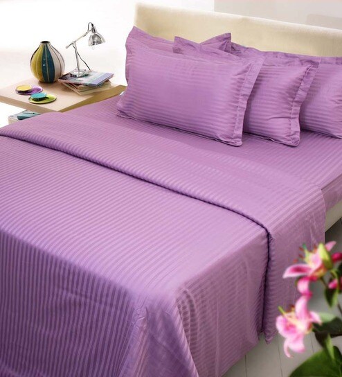 Buy Mark Home Lavender Solids Cotton King Size Bed Sheets Set Of