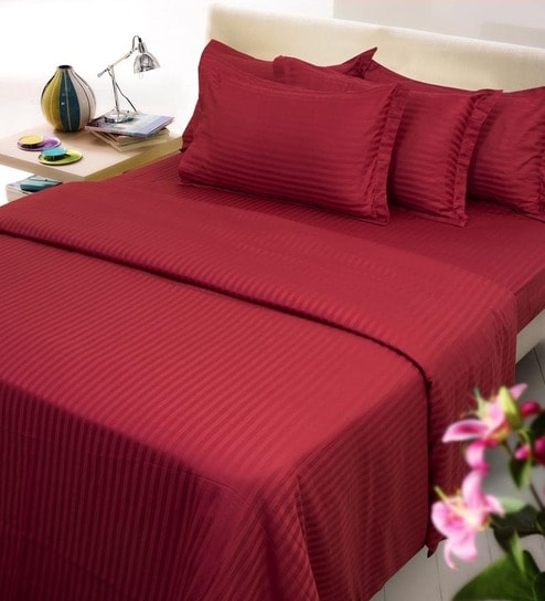 Buy Maroon Solids Cotton Queen Size Duvet Cover 1 Pc By Mark Home