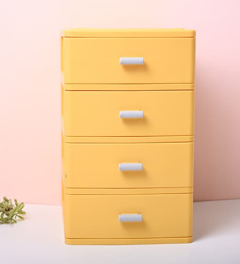 Market99 Yellow Color Plastic 4-Layer Drawer