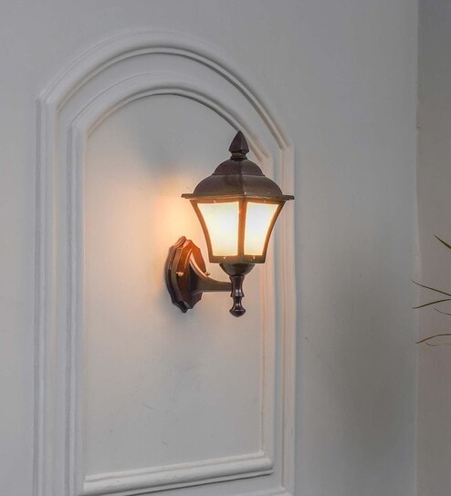 Marnot Decorative Aluminium Outdoor Wall Lamp In Brown Finish