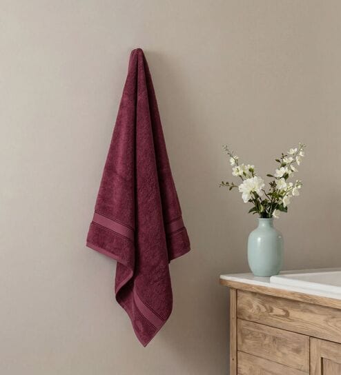 Maroon 100% Cotton 525 Gsm Bath Towel