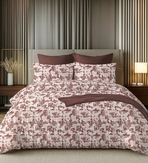 Maroon 144TC Cotton Flat Super King Bedsheet with 2 Pillow Covers