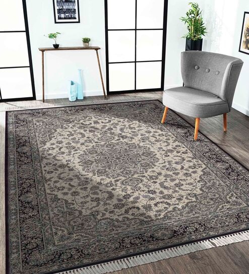 Maroon and Cream Persian 3x5 Feet Machine Made Carpet