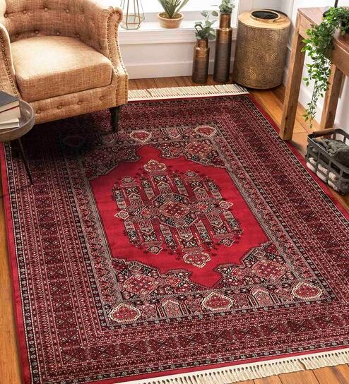 Maroon Cream Persian 3x5 Feet Machine Made Carpet