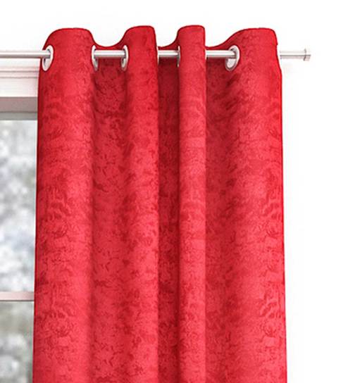 Maroon Polyester Semisheer 5 Feet Eyelet Curtain