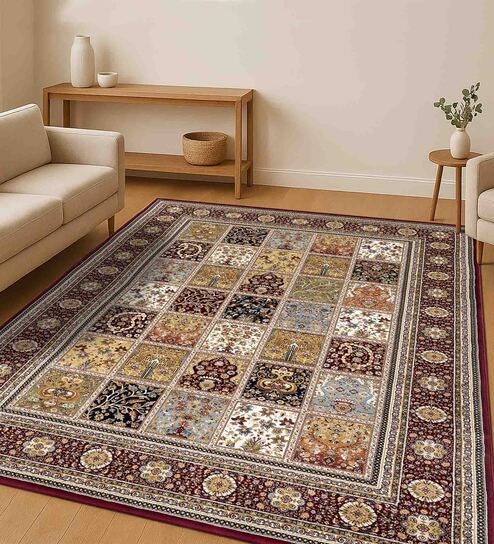 Maroon Polypropylene Antistatic 120X170Cm Carpet With Cotton Backing