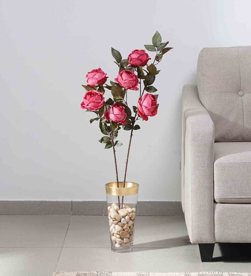 Maroon Fabric Peony Stick Artificial Flowers