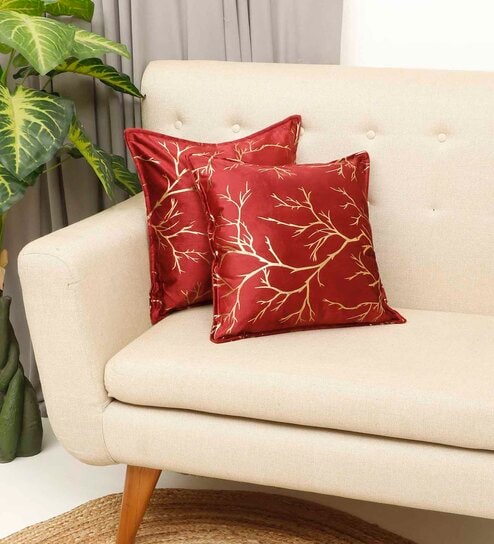 Maroon Printed Velevt 2 Cushion Covers