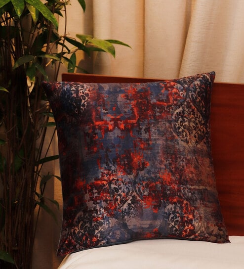Maroon Abstract Fabric 16 x 16 Inches Cushion Cover by Zeba