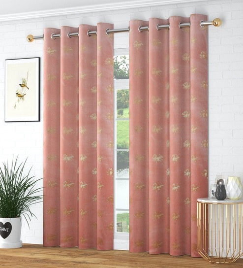Maroon Velvet Abstract 5 Foot Ring Top Window Curtain