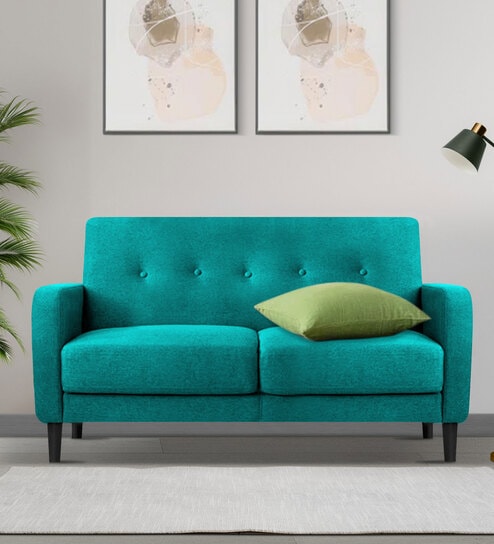 Buy Marq Fabric 2 Seater Sofa in Sea Green Colour Online - Modern 2 ...