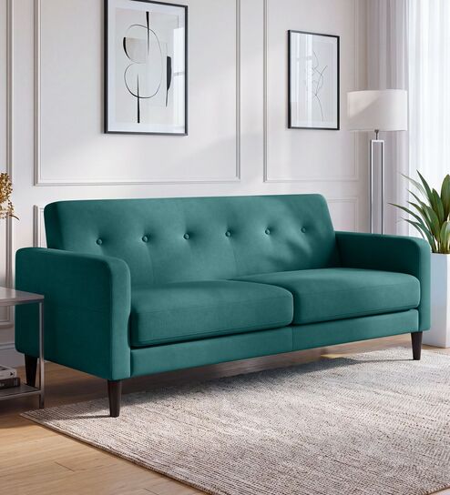 Marq Velvet Fabric 3 Seater Sofa In Teal Green Colour